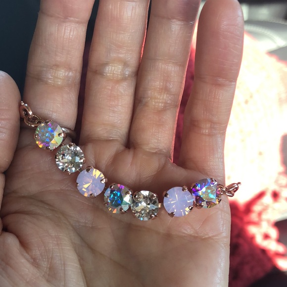 Aurora Borealis, Classic Crystal + Pink Opal Bracelet - Picture 7 of 15